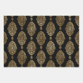 Schwarzer und goldener Schädel, Fledermäuse und Ve Geschenkpapier Set (Vorderseite 3)