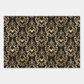 Schwarzer und goldener Schädel, Fledermäuse und Ve Geschenkpapier Set (Vorderseite 2)