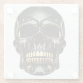 Schwarzer und goldener SchädelUntersetzer Glasuntersetzer (Rückseite)