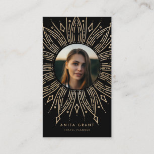 Schwarzer und goldener Sonnenschutzrahmen Deko Visitenkarte