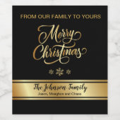 Schwarzer und goldener Weihnachtswein Weinetikett (Einzelnes Label)