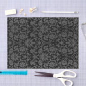 Schwarzer und grauer Floral Damask Seidenpapier (Handwerk)