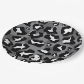 Schwarzer und grauer Leopardenprint Pappteller (Schrägansicht)