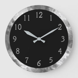 Schwarzer und grauer Marmor Große Wanduhr