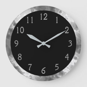 Schwarzer und grauer Marmor Große Wanduhr