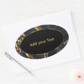 Schwarzer und grauer Marmor mit goldenen Akzenten Ovaler Aufkleber (Umschlag)