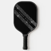 Schwarzer und grauer monochromer Glitzer Sportstre Pickleball Schläger (Rückseite)