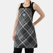Schwarzer und grauer Tartan Kariert mit Monogramm Schürze (InSitu)