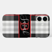 Schwarzer und grauer Tartan Schachroter Schriftart Case-Mate iPhone Hülle (Rückseite (Horizontal))