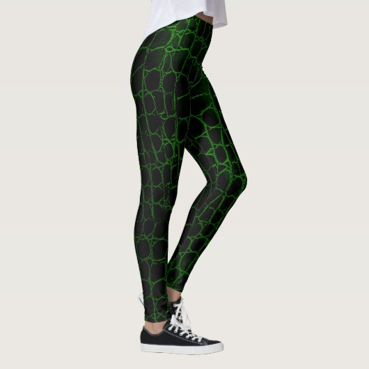 Schwarzer und grüner Alligator Leggings (Rechts)