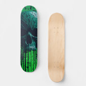 Schwarzer und grüner Computercode-Totenkopf #3 Skateboard (Vorderseite)
