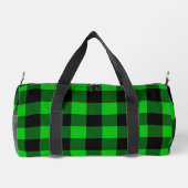 Schwarzer und grüner Karo Duffle Bag (Rückseite)