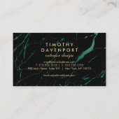 Schwarzer und grüner Marmor mit Imitaten Gold Text Visitenkarte (Rückseite)