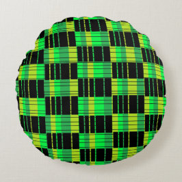 Schwarzer und grüner Pouf Abstrakter Karierter Kis Rundes Kissen