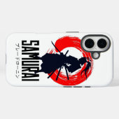 Schwarzer und grüner Samurai-Kopf – Maßgeschneider Case-Mate iPhone Hülle (Rückseite (Horizontal))
