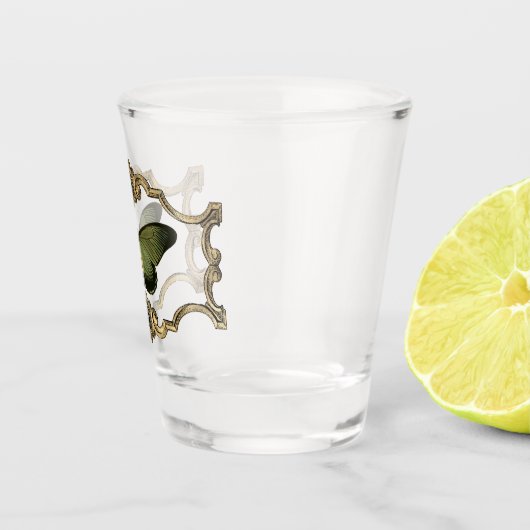 Schwarzer und grüner Schmetterling Schnapsglas (Rechts)