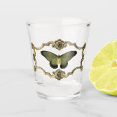 Schwarzer und grüner Schmetterling Schnapsglas (Vorderseite)