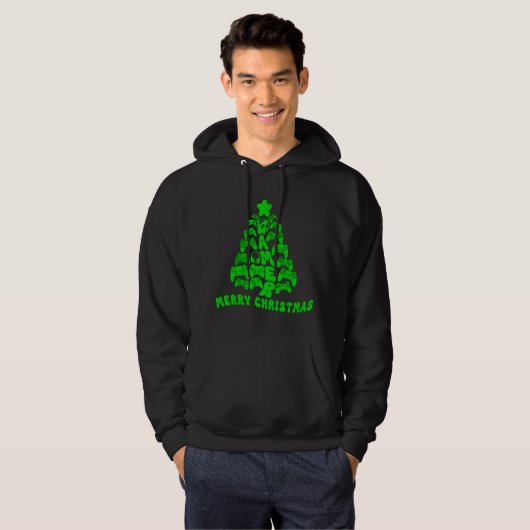 Schwarzer und grüner Weihnachtsbaum mit Controller Hoodie (Vorne ganz)