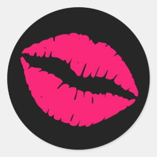 Schwarzer und hellrosa Lippenstift Druck Runder Aufkleber