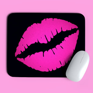 Schwarzer und Hot-Pink-Ombre-Lippenstift-Kuss Mousepad