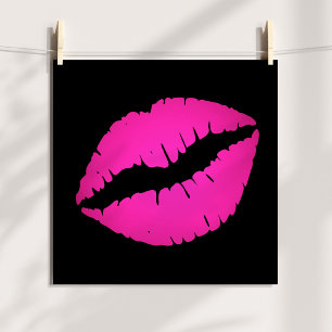 Schwarzer und Hot-Pink-Ombre-Lippenstift-Kuss Poster