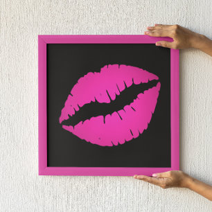 Schwarzer und Hot-Pink-Ombre-Lippenstift-Kuss Poster