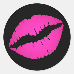 Schwarzer und Hot-Pink Ombre-Lippenstift-Kuss Runder Aufkleber