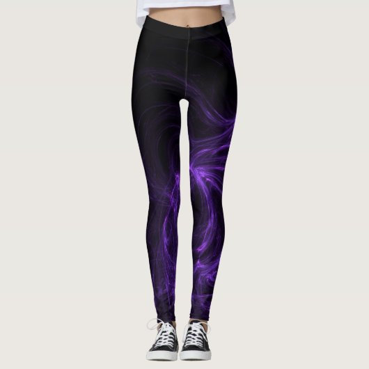 Schwarzer und Lila Abstrakter Hintergrund Leggings (Vorderseite)