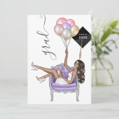 Schwarzer und Lila afrikanischer Abschluss Einladung (Stehend Vorderseite)