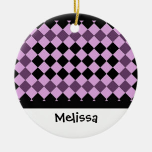Schwarzer und Lila Diamant-Individuelle Name Keramik Ornament