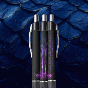 Schwarzer und Lila Drache rauchen mit deinem Namen Kugelschreiber