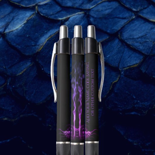 Schwarzer und Lila Drache rauchen mit deinem Namen Kugelschreiber