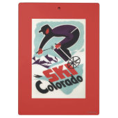 Schwarzer und lila gekleideter Skier Klemmbrett (Rückseite)