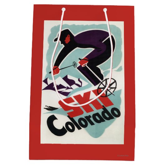 Schwarzer und lila gekleideter Skier Mittlere Geschenktüte (Rückseite)