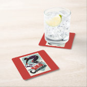 Schwarzer und lila gekleideter Skier Rechteckiger Pappuntersetzer (Vor Ort)