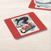 Schwarzer und lila gekleideter Skier Rechteckiger Pappuntersetzer (angewinkelt)