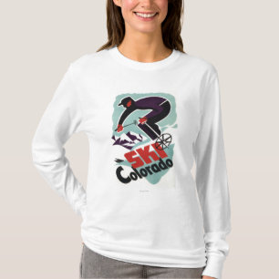 Schwarzer und lila gekleideter Skier T-Shirt