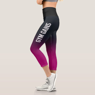 Schwarzer und Lila Individuelle Name Trainer Capri Leggings