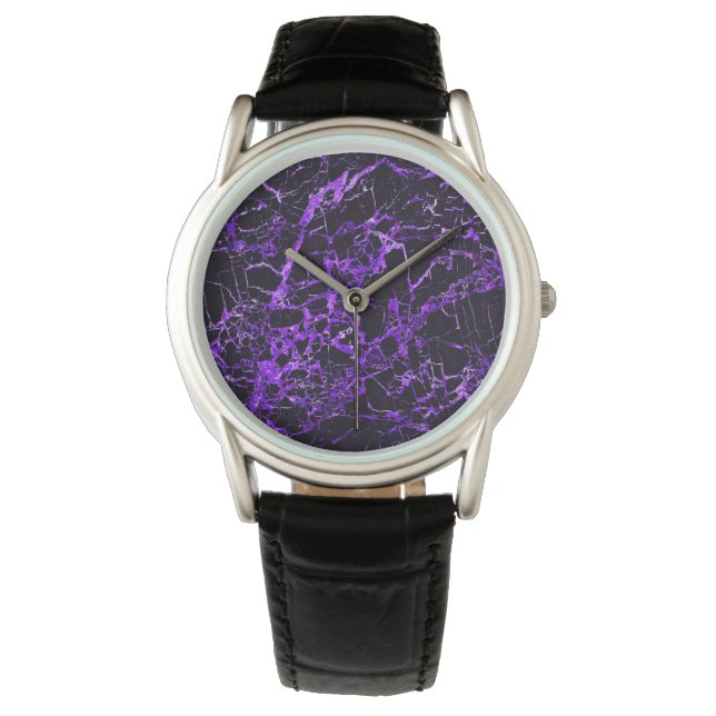 Schwarzer und Lila Marmor, Armbanduhr (Vorderseite)