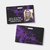 Schwarzer und Lila Marmor Hallo Hinter der Maske Ausweis (Vorder- & Rückseite)