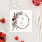 Schwarzer und natürlicher Blütenboho Rustikaler Na Serviette (Beispiel)