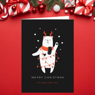 Schwarzer und Niedlicher Bär Weihnachten Karte