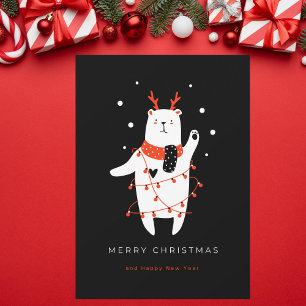 Schwarzer und Niedlicher Bär Weihnachten Postkarte