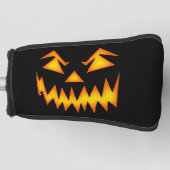 Schwarzer und orange beängstigender Kürbis Golf Headcover (Vorderseite)