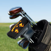 Schwarzer und orange beängstigender Kürbis Golf Headcover (In Situ)