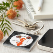 Schwarzer und orange Beifall-Schlüsselanhänger mit Schlüsselanhänger (Vorderseite rechts)