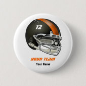 Schwarzer und orange Football-Helm Button (Vorderseite)