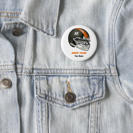 Schwarzer und orange Football-Helm Button (Beispiel)