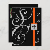 Schwarzer und orange Rolle-Band-Abschluss Einladung (Vorne/Hinten)