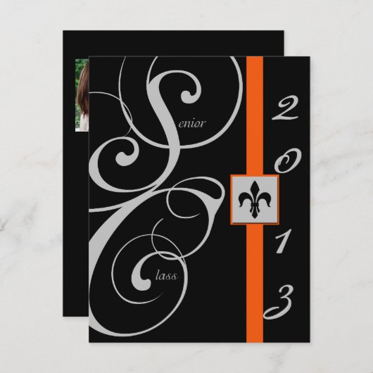 Schwarzer und orange Rolle-Band-Abschluss Einladung (Vorne/Hinten)